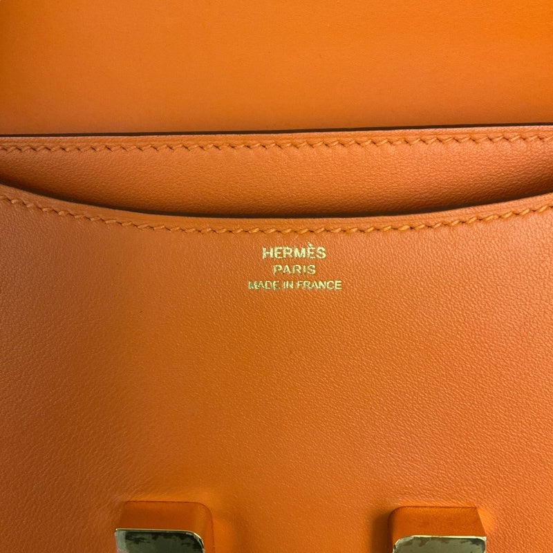 エルメス HERMES コンスタンス3 ミニ U刻 オレンジ×ゴールド金具 スイフト レディース ショルダーバッグ