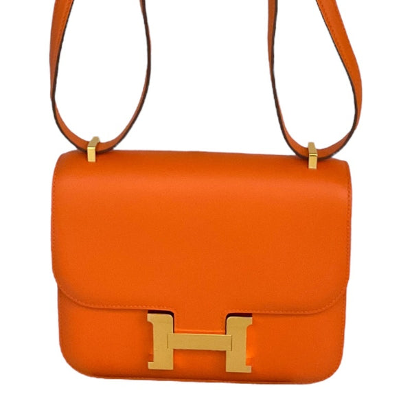 エルメス HERMES コンスタンス3 ミニ U刻 オレンジ×ゴールド金具 スイフト レディース ショルダーバッグ