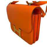 エルメス HERMES コンスタンス3 ミニ U刻 オレンジ×ゴールド金具 スイフト レディース ショルダーバッグ