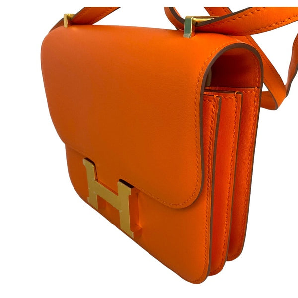 エルメス HERMES コンスタンス3 ミニ U刻 オレンジ×ゴールド金具 スイフト レディース ショルダーバッグ