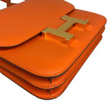 エルメス HERMES コンスタンス3 ミニ U刻 オレンジ×ゴールド金具 スイフト レディース ショルダーバッグ