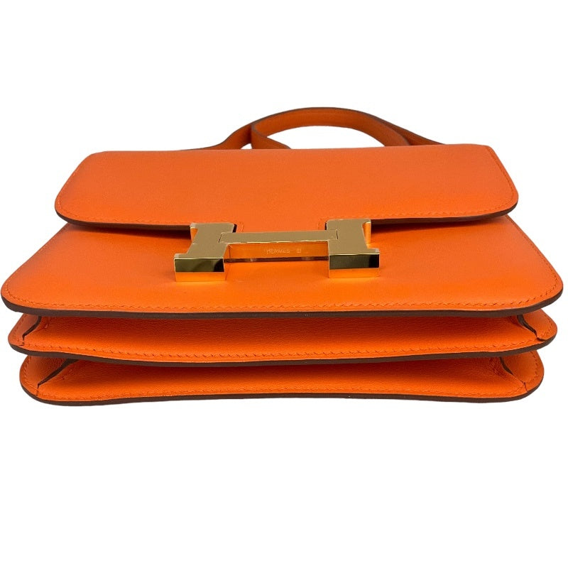 エルメス HERMES コンスタンス3 ミニ U刻 オレンジ×ゴールド金具 スイフト レディース ショルダーバッグ