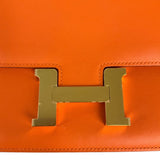 エルメス HERMES コンスタンス3 ミニ U刻 オレンジ×ゴールド金具 エヴァーカラー レディース ショルダーバッグ