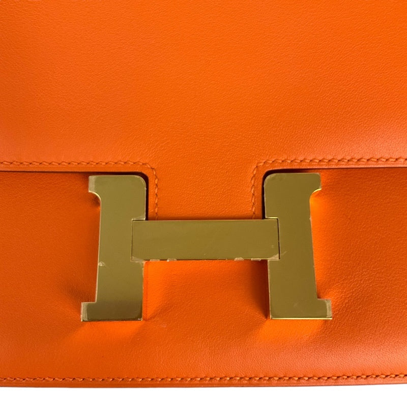 エルメス HERMES コンスタンス3 ミニ U刻 オレンジ×ゴールド金具 スイフト レディース ショルダーバッグ