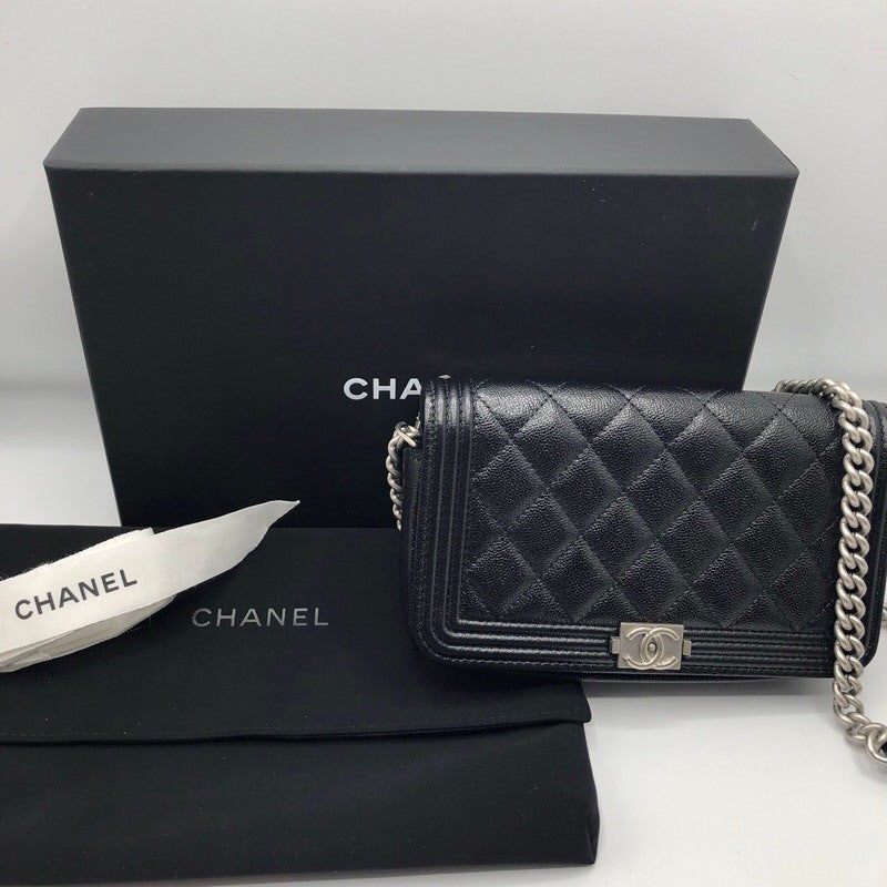 シャネル CHANEL ボーイシャネル チェーンウォレット AP3013 B09142 NK294 ブラック×SV金具 キャビアスキン レディース ショルダーバッグ