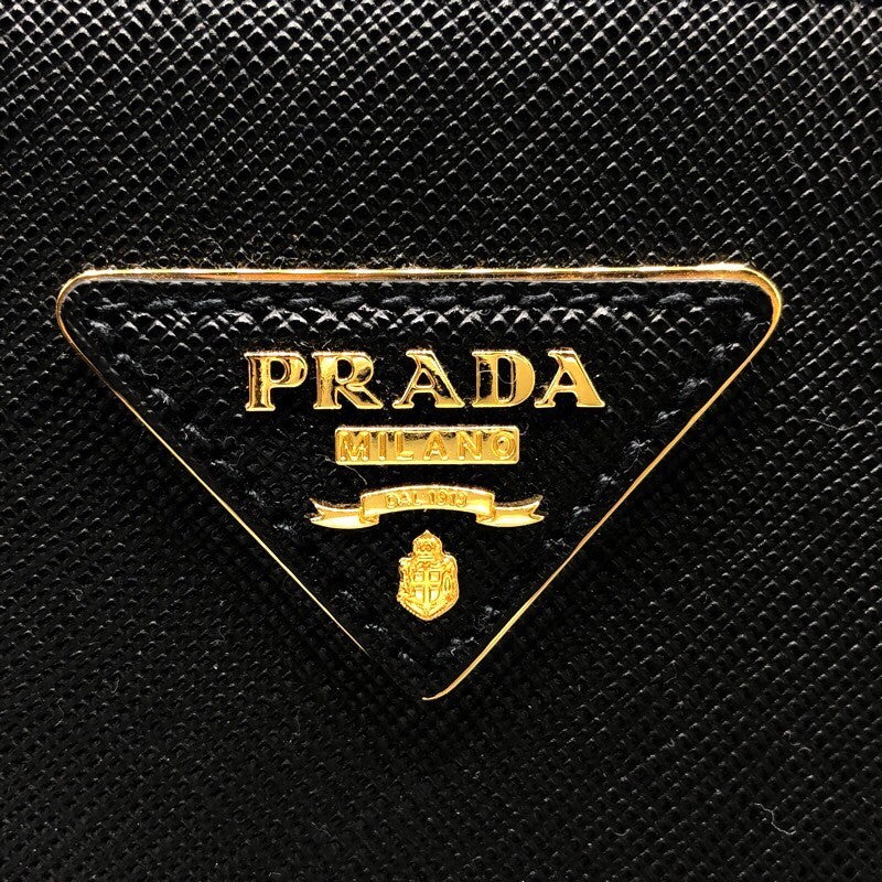 プラダ PRADA ガレリアミディアムハンドバッグ ブラック/GD金具 レザー レディース ショルダーバッグ
