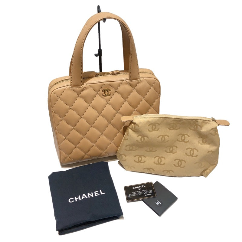 シャネル CHANEL ワイルドステッチトートバッグ ベージュ レザー 