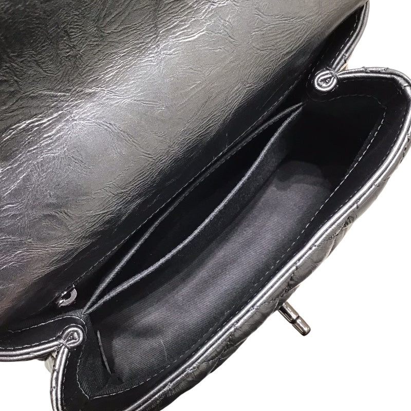 シャネル CHANEL ココハンドルXS A92990 メタリックグレー カーフ ブラック金具 レディース ハンドバッグ