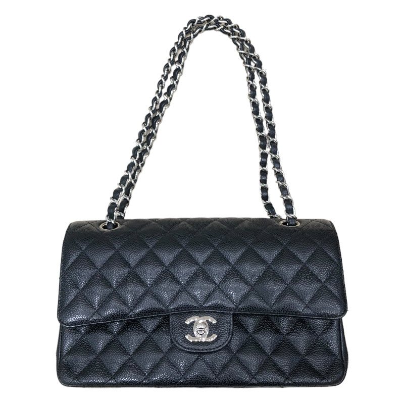 シャネル CHANEL マトラッセ25 A01112 ブラック マットキャビアスキン シルバー金具 レディース ショルダーバッグ