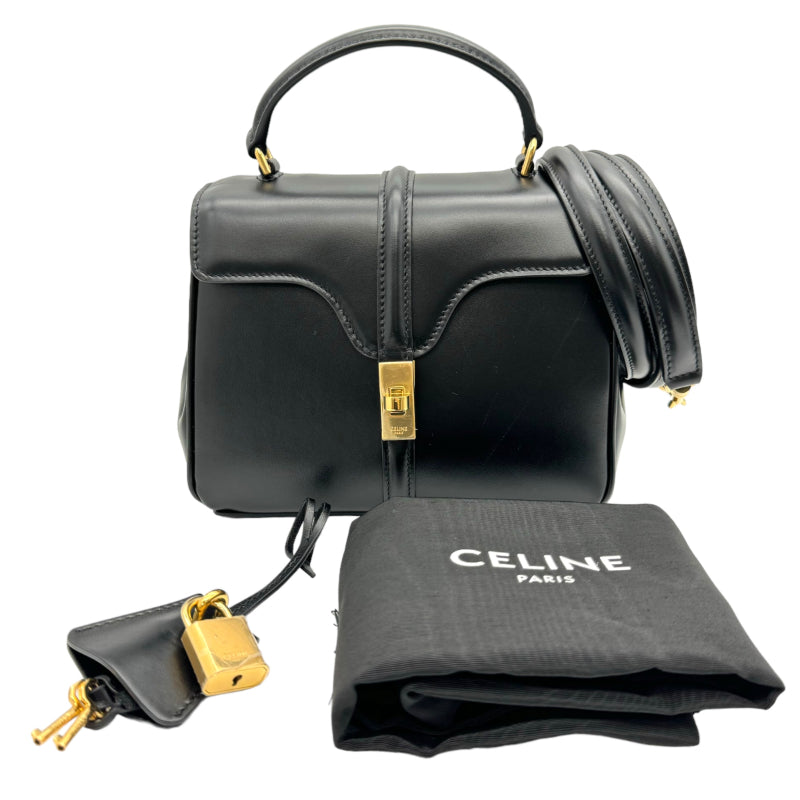 セリーヌ CELINE 16セーズ ミニ 188003 ブラック ゴールド金具 カーフレザー レディース ハンドバッグ