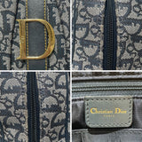 クリスチャン・ディオール Christian Dior ダブルサドルハンドバッグ ネイビー キャンバス レディース ハンドバッグ