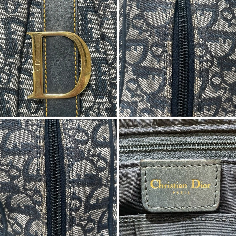 クリスチャン・ディオール Christian Dior ダブルサドルハンドバッグ ネイビー キャンバス レディース ハンドバッグ
