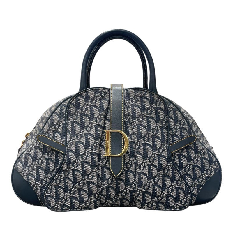 クリスチャン・ディオール Christian Dior ダブルサドルハンドバッグ ネイビー キャンバス レディース ハンドバッグ