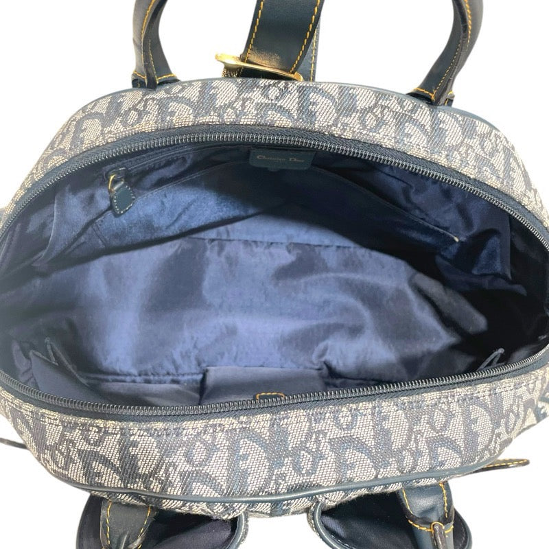 クリスチャン・ディオール Christian Dior ダブルサドルハンドバッグ ネイビー キャンバス レディース ハンドバッグ