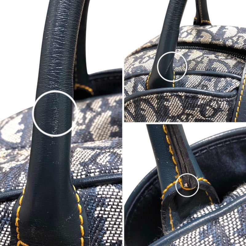クリスチャン・ディオール Christian Dior ダブルサドルハンドバッグ ネイビー キャンバス レディース ハンドバッグ