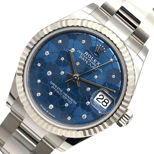 ロレックス ROLEX デイトジャスト31 フローラルモチーフ ランダムシリアル 278274 アズーロ ブルー WG/SS レディース 腕時計