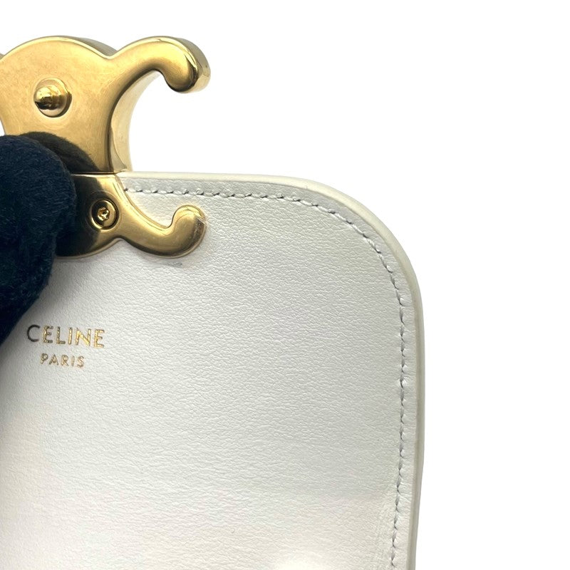 セリーヌ CELINE ミニトリオンフショルダー ホワイト×ブルー×レッド ゴールド金具 レザー レディース ショルダーバッグ