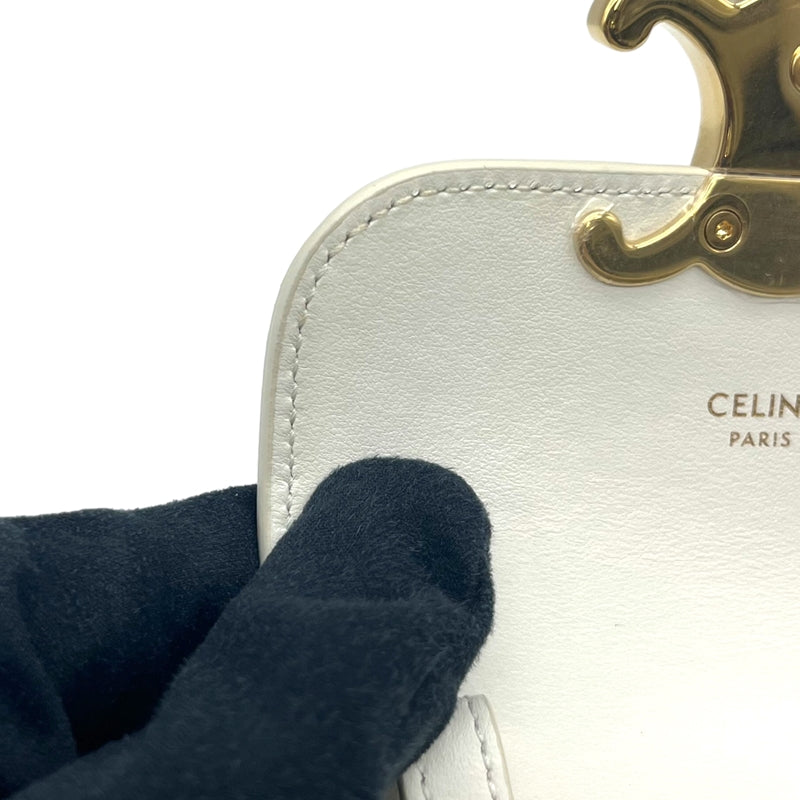 セリーヌ CELINE ミニトリオンフショルダー ホワイト×ブルー×レッド ゴールド金具 レザー レディース ショルダーバッグ