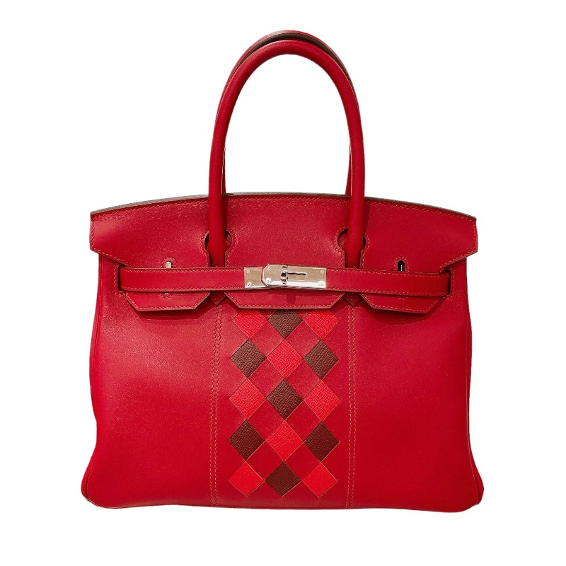 エルメス HERMES バーキン30 トレサージュ D刻印　(2019年製) ルージュピマン・ルージュクー(・ルージュアッシュ) シルバー金具 スイフト レディース ハンドバッグ