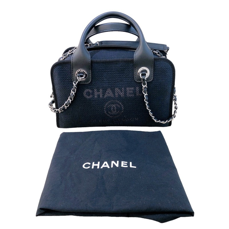 シャネル CHANEL ドーヴィル ボーリングバッグ　スモール A92749 ブラック　シルバー金具 キャンバス レディース トートバッグ