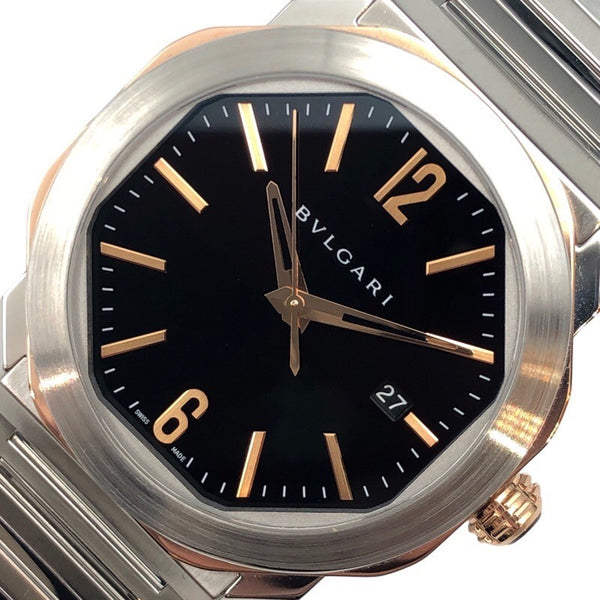 ブルガリ BVLGARI オクトローマ 103210 ブラック PG×SS メンズ 腕時計