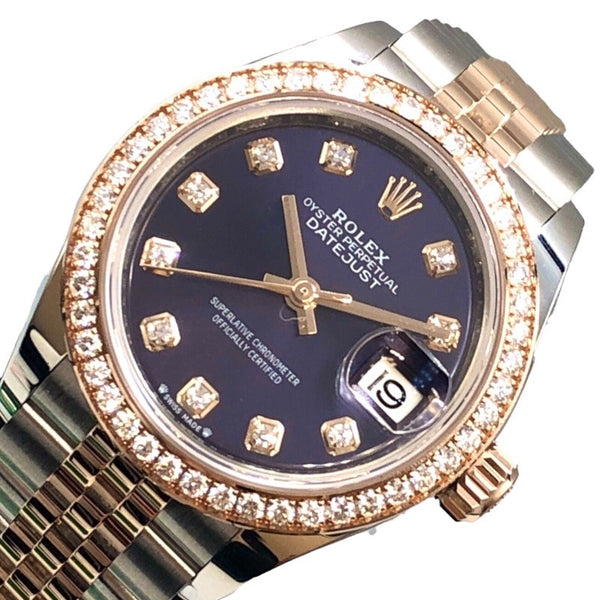 ロレックス ROLEX デイトジャスト28　オーベルジーヌ  279381RBR ピンクゴールド SS/PG レディース 腕時計