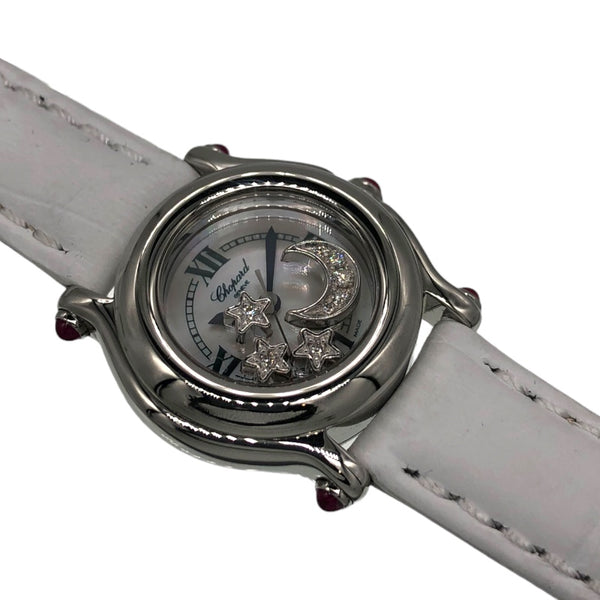 ショパール Chopard ハッピースポーツ　ホワイトシェル 27/8245-21 シルバー×ホワイト SS/新品社外ベルト（純正尾錠） クオーツ レディース 腕時計