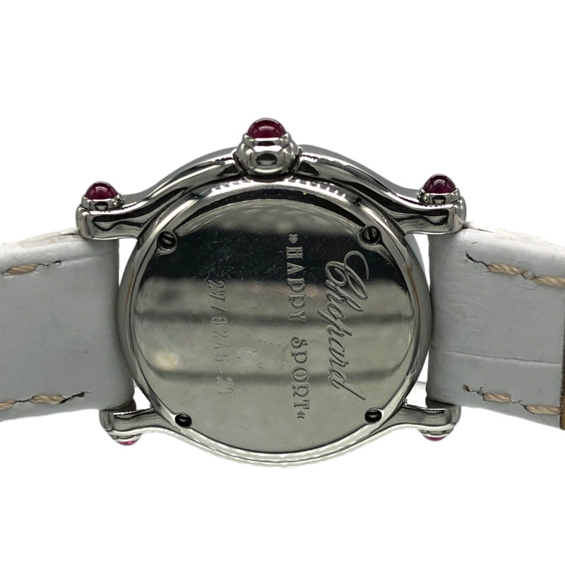 ショパール Chopard ハッピースポーツ　ホワイトシェル 27/8245-21 シルバー×ホワイト SS/新品社外ベルト（純正尾錠） クオーツ  レディース 腕時計