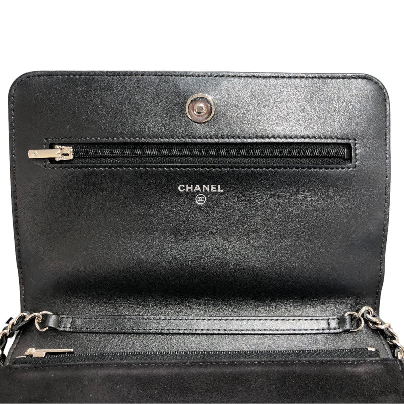 シャネル CHANEL チェーンウォレット ブラック　シルバー金具 スエード レディース ショルダーバッグ