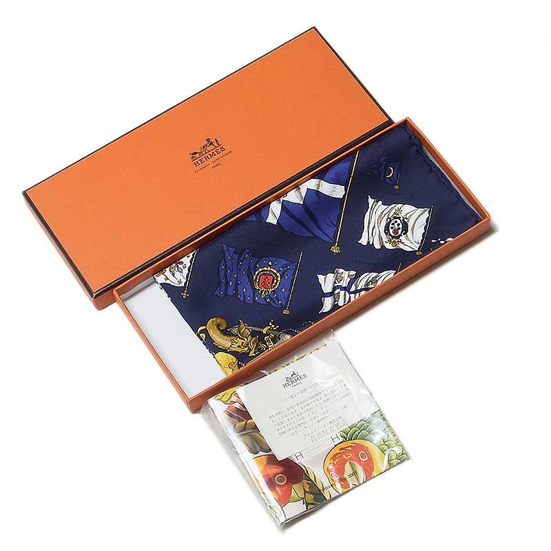 エルメス HERMES カレ45 ネイビー シルク100％ レディース スカーフ