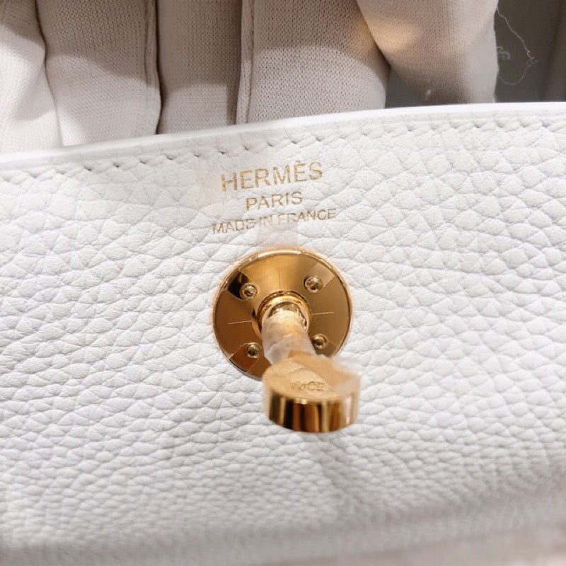 エルメス HERMES リンディミニ B刻印 ニューホワイト ゴールド金具 トリヨンクレマンス レディース ショルダーバッグ