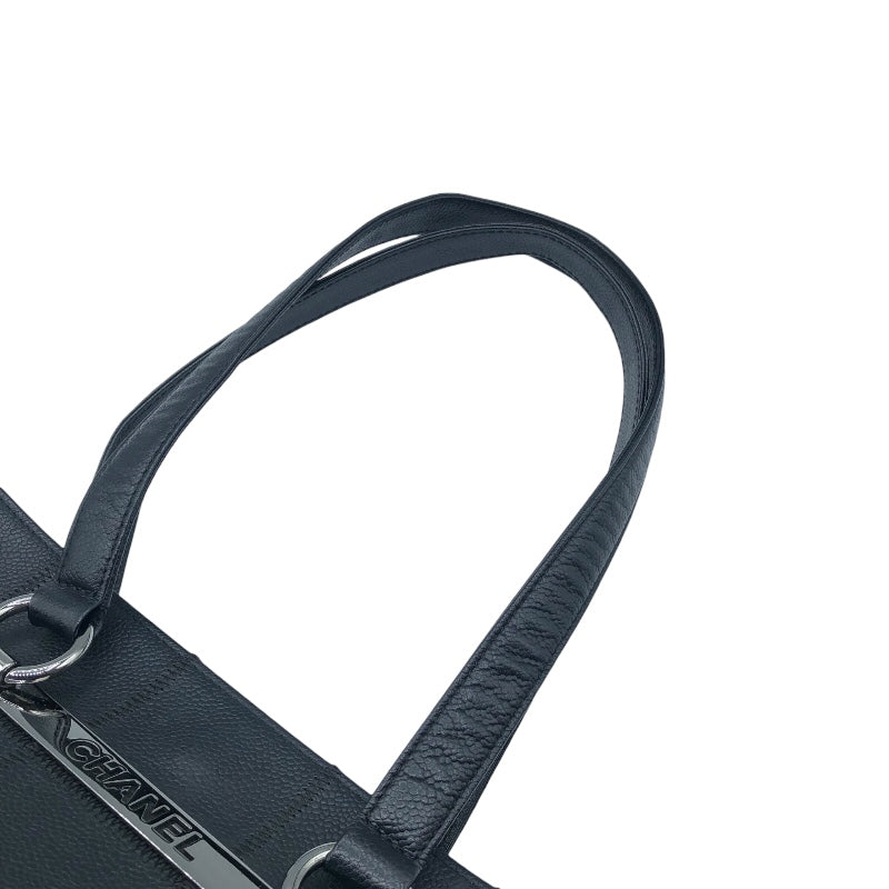 シャネル CHANEL チョコバー トートバッグ ブラック シルバー