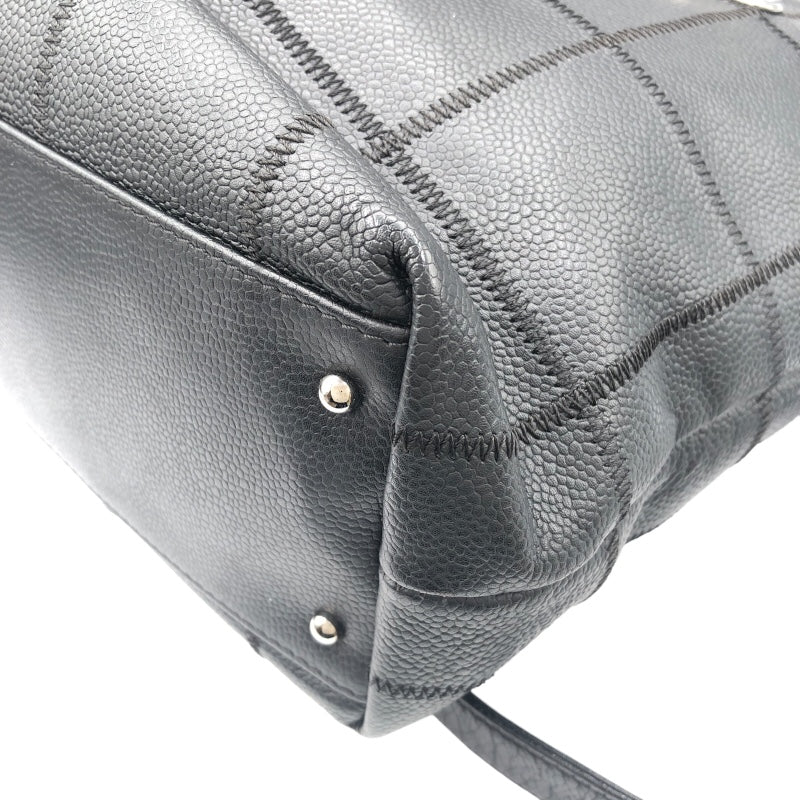 シャネル CHANEL チョコバー トートバッグ ブラック シルバー