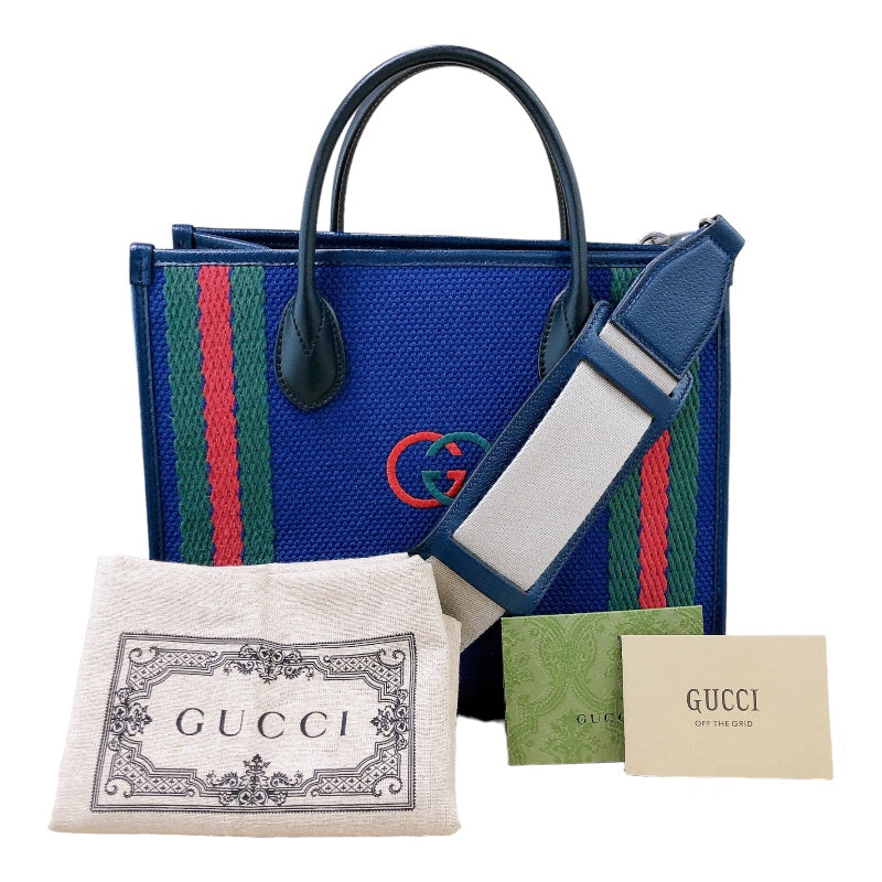 グッチ GUCCI インターロックイングGスモールトートバッグ 701737 ネイビー・グリーン・レッド コットンキャンバス レディース ト |  中古ブランドリユースショップ OKURA(おお蔵)