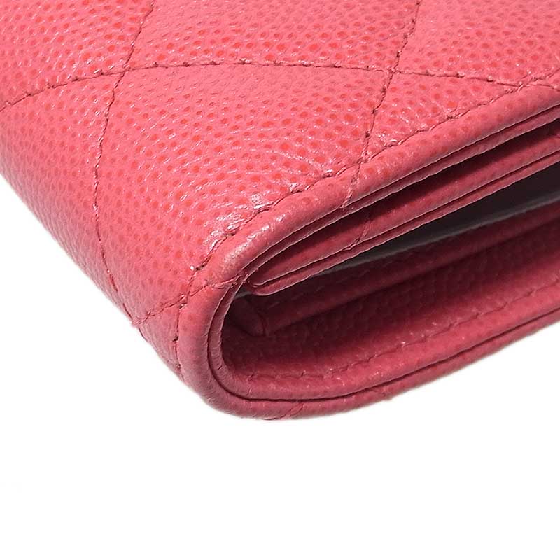 CHANEL 三つ折り 財布　シャネル　ウォレット　キャビアスキン　ピンクよろしくお願い致します