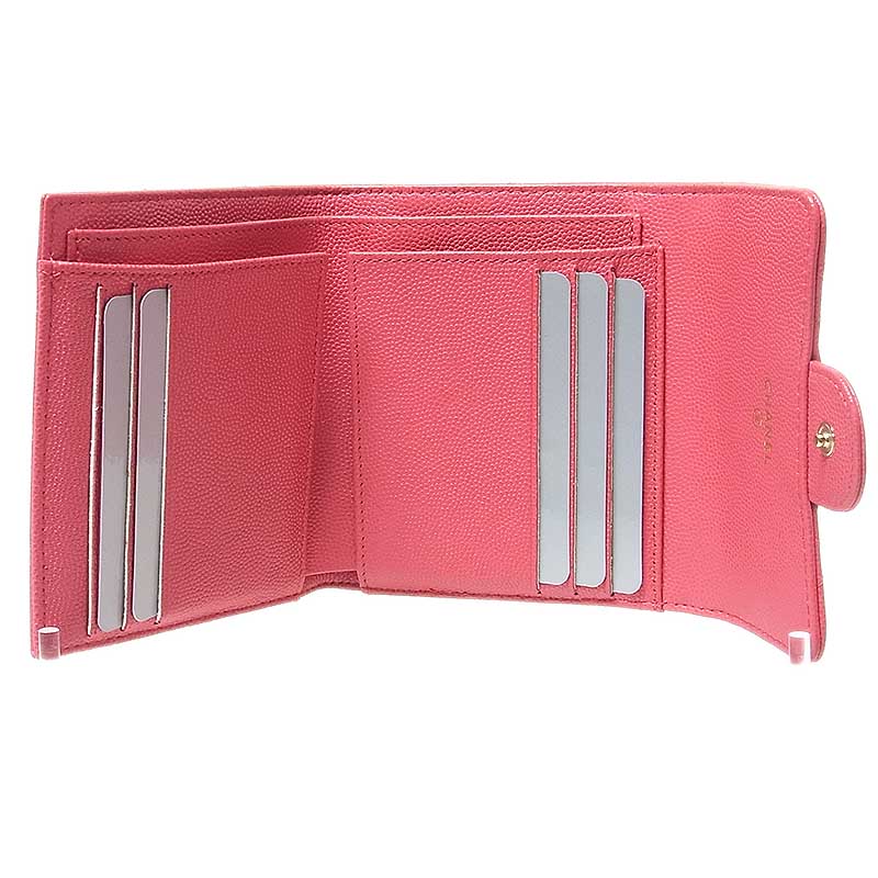 CHANEL 三つ折り 財布　シャネル　ウォレット　キャビアスキン　ピンクよろしくお願い致します