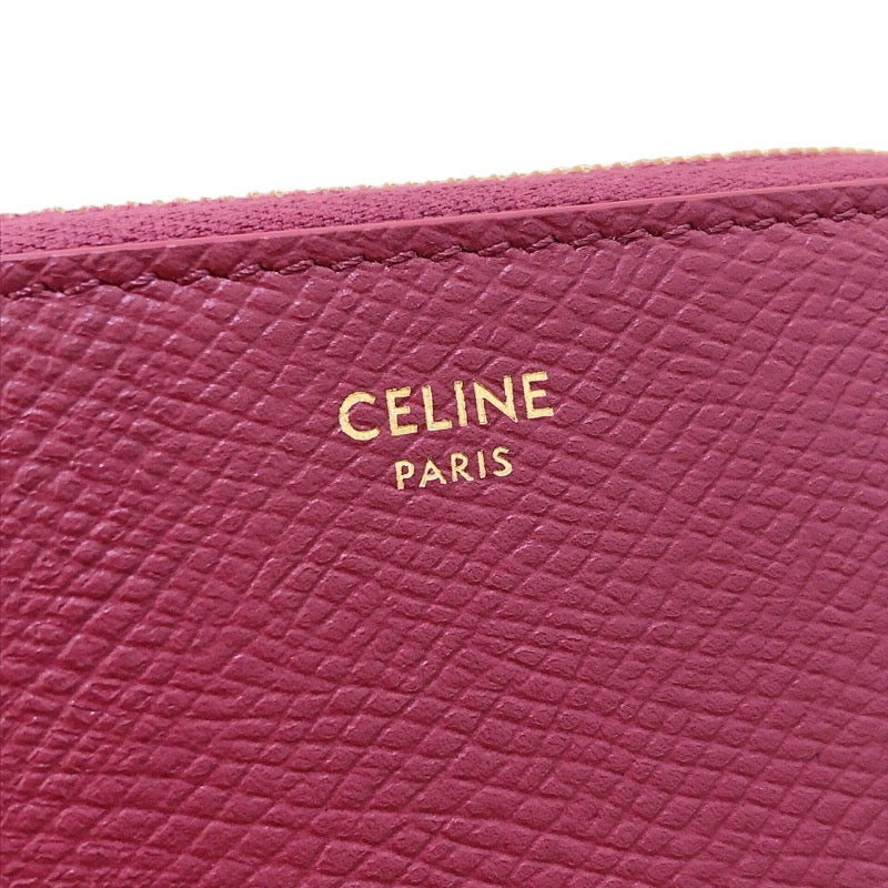 セリーヌ CELINE コンパクトジップウォレット 10B663 パープル ゴールド金具 グレインカーフ レディース 二つ折り財布