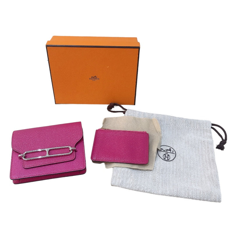 エルメス HERMES ルリ スリム Z刻（2021年製) ローズメキシコ シルバー金具 シェーブル レディース ハンドバッグ