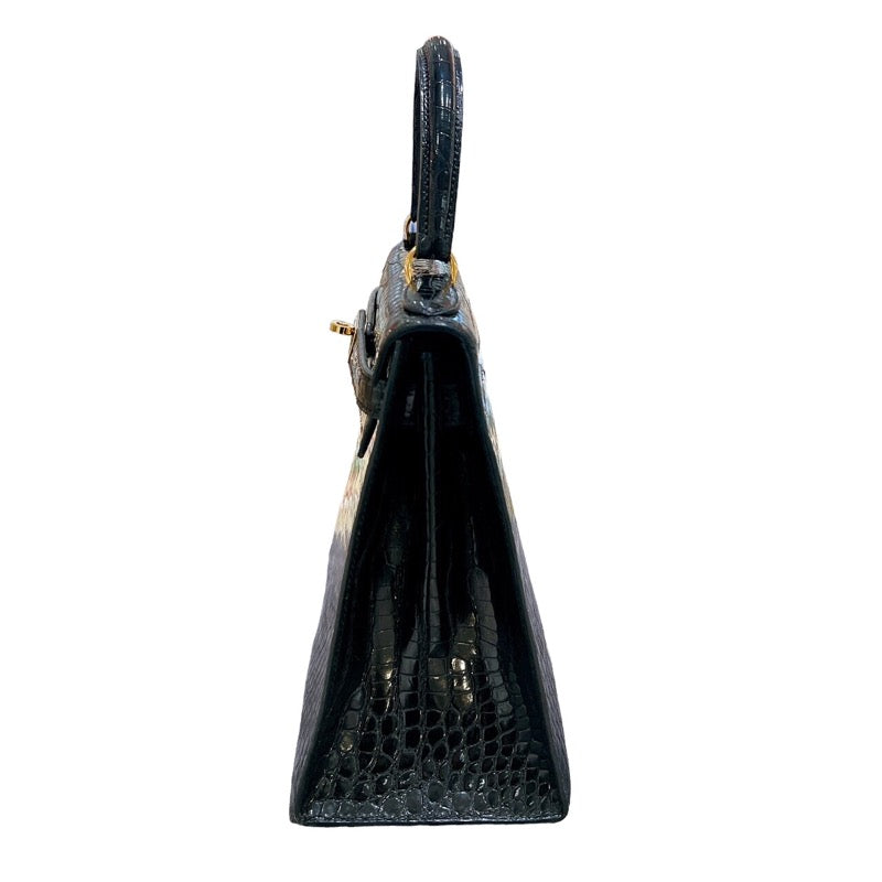 エルメス HERMES ケリー28 外縫い □C刻印 ブラック・ゴールド金具 ポロサス レディース ハンドバッグ