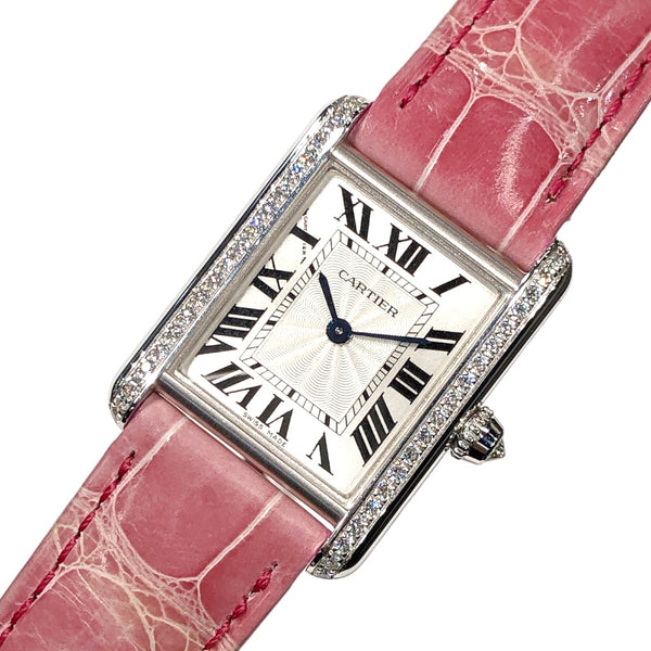 カルティエ Cartier タンク ルイ カルティエ SM WJTA0011 K18ホワイトゴールド レザー レディース 腕時計