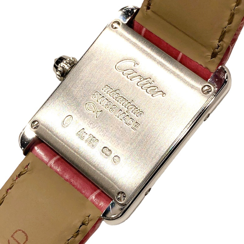 カルティエ Cartier タンク ルイ カルティエ SM WJTA0011 K18ホワイトゴールド レザー レディース 腕時計