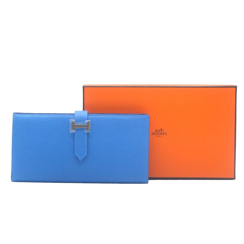 エルメス HERMES ベアンスフレ T刻 ブルーパラダイス/SV金具 エプソン レディース 長財布