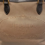 プラダ PRADA ロゴトート ベージュ キャンパス レディース トートバッグ