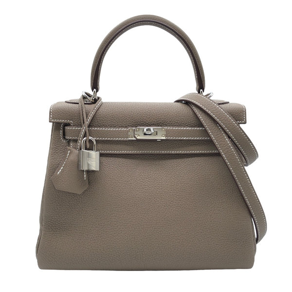 エルメス HERMES ケリー25 内縫い B刻 エトゥープ/シルバー金具 トゴ