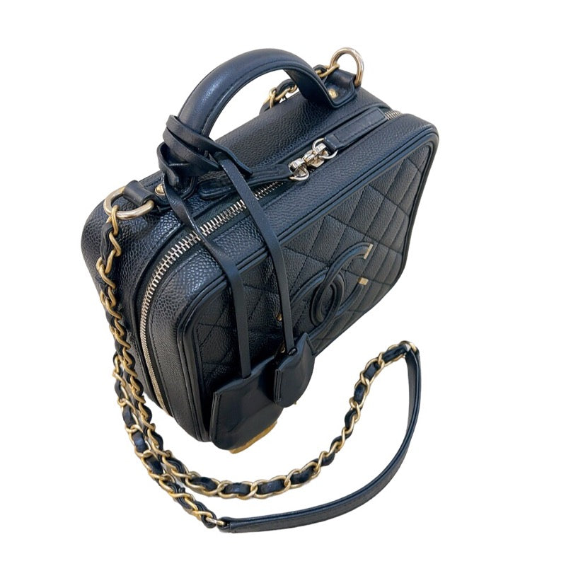 シャネル CHANEL CCフィグリースモールバニティ A93343 ブラック ゴールド金具 キャビアスキン レディース ショルダーバッグ