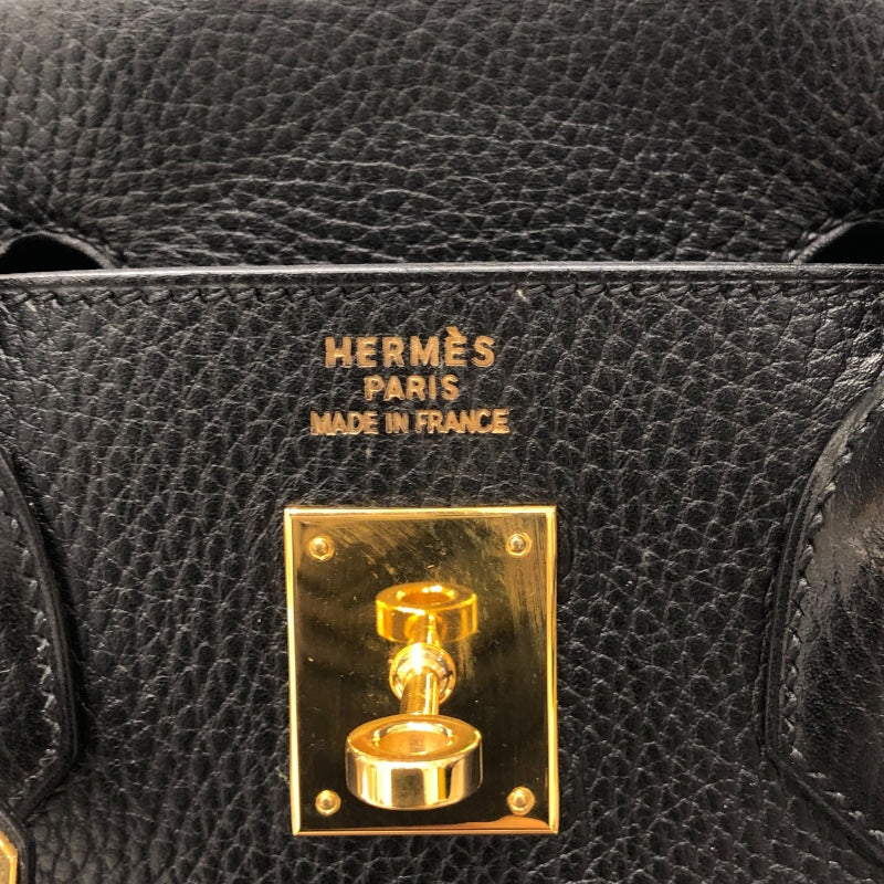 エルメス HERMES オータクロア32 □C刻 ブラック　ゴールド金具 牛革 アルデンヌ レディース ハンドバッグ