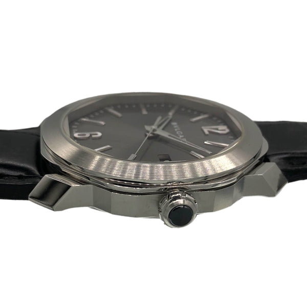 ブルガリ BVLGARI オクト ローマ 102855 グレー SS/レザーベルト メンズ 腕時計