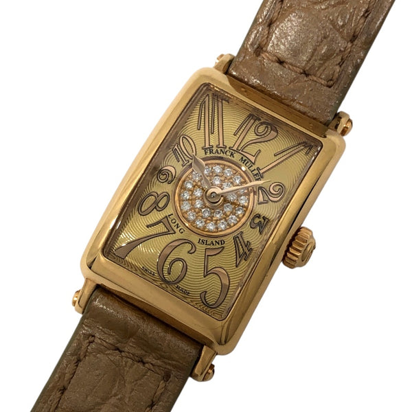 フランク・ミュラー FRANCK MULLER ロングアイランド 802QZRELCD1PCP シャンパン K18PG/革ベルト レディース 腕時計