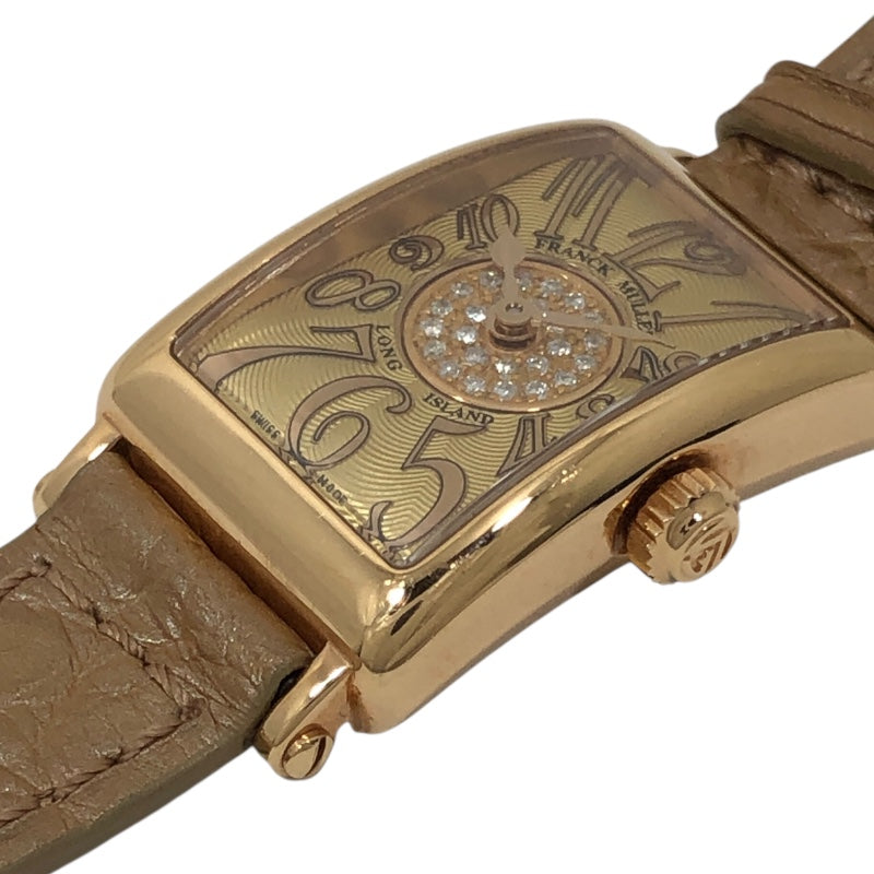 フランク・ミュラー FRANCK MULLER ロングアイランド 802QZRELCD1PCP シャンパン K18PG/革ベルト レディース 腕時計