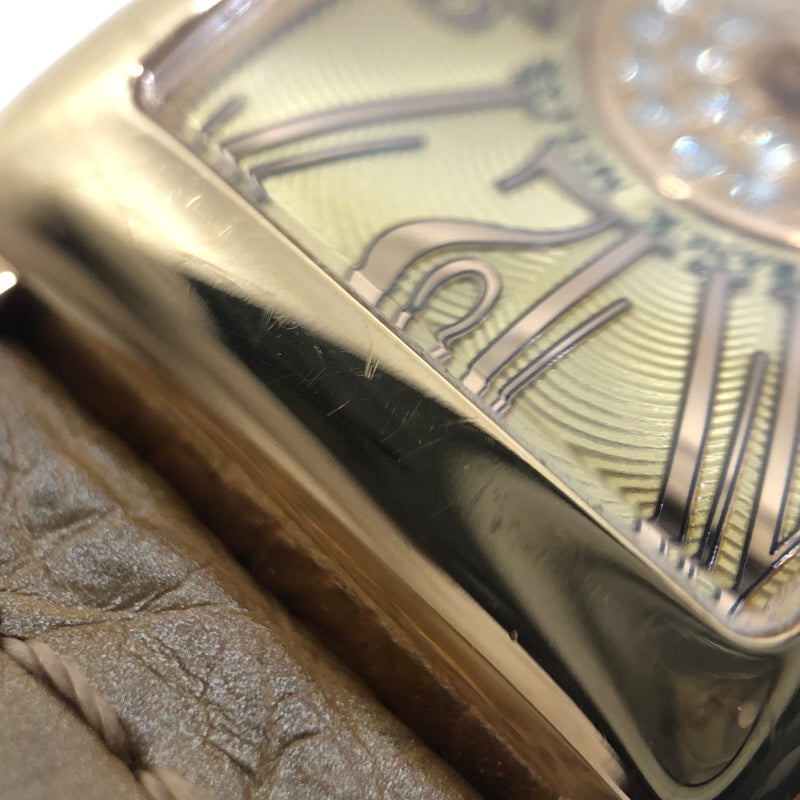 フランク・ミュラー FRANCK MULLER ロングアイランド 802QZRELCD1PCP シャンパン K18PG/革ベルト レディース 腕時計